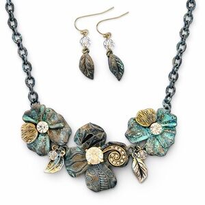 Handmade Oxidized Metal Necklace Earring Set